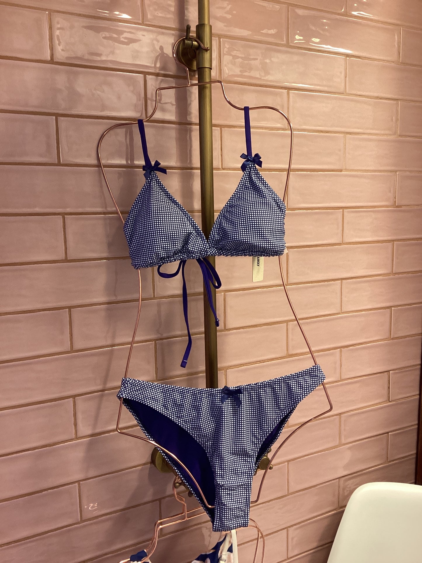 Navy V gingham bikini