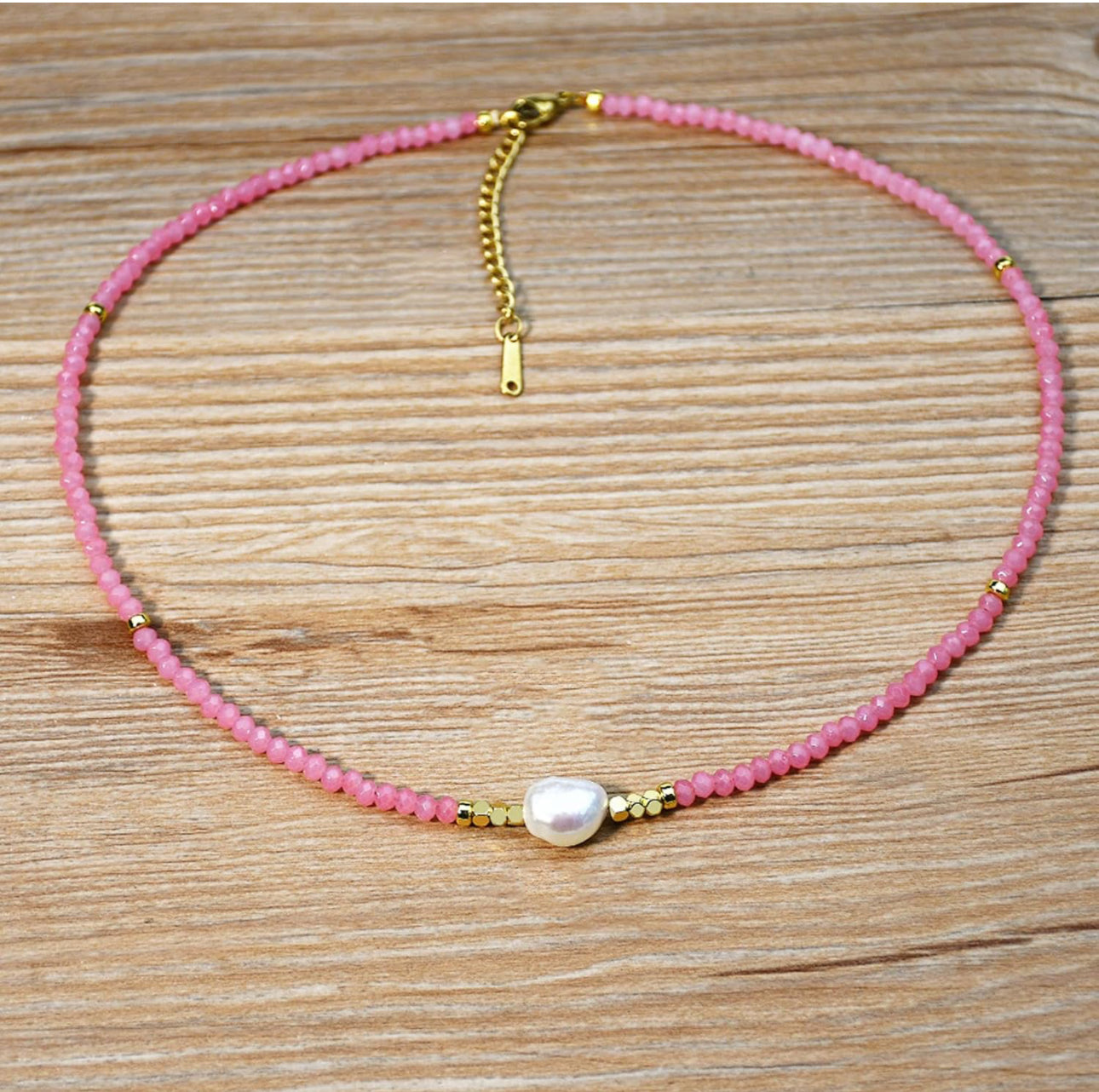 Kapalili Jewelry Crystal Beads Choker - Pink