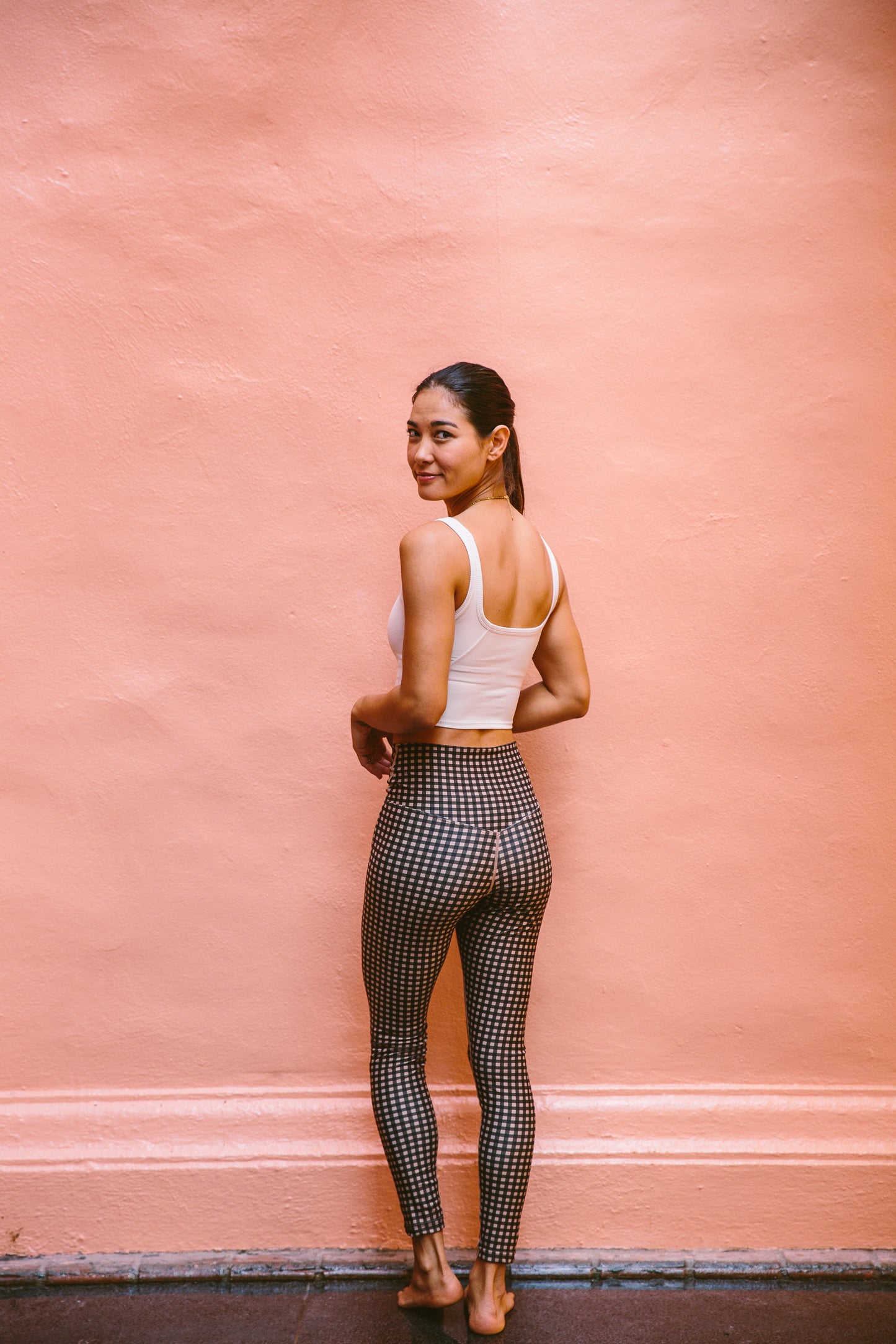Brown Gingham Check Leggings