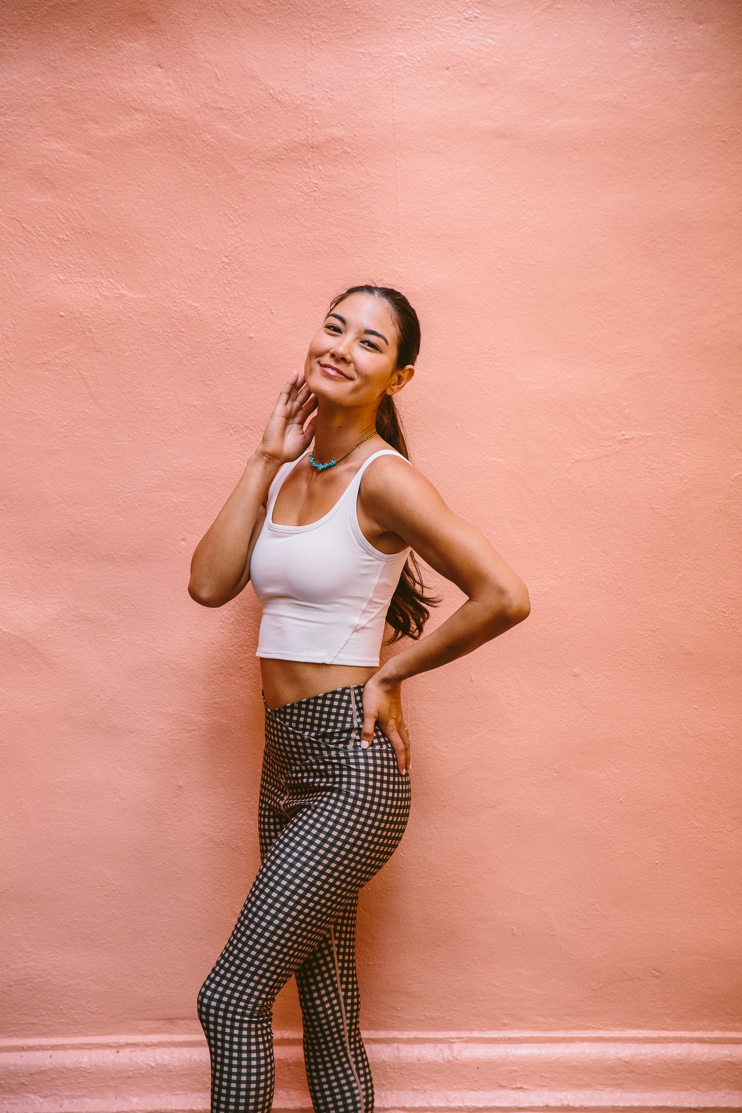 Brown Gingham Check Leggings