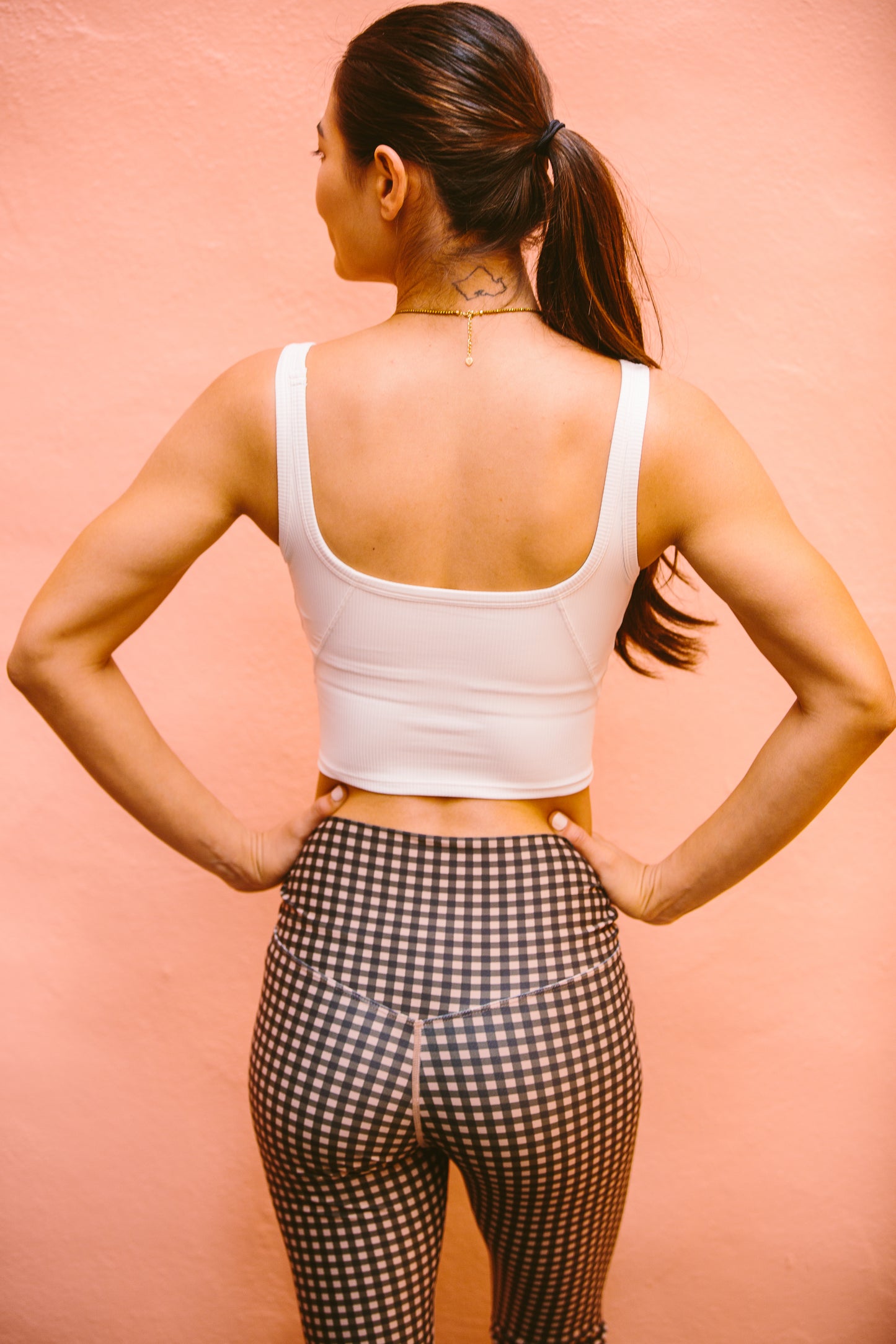 Brown Gingham Check Leggings