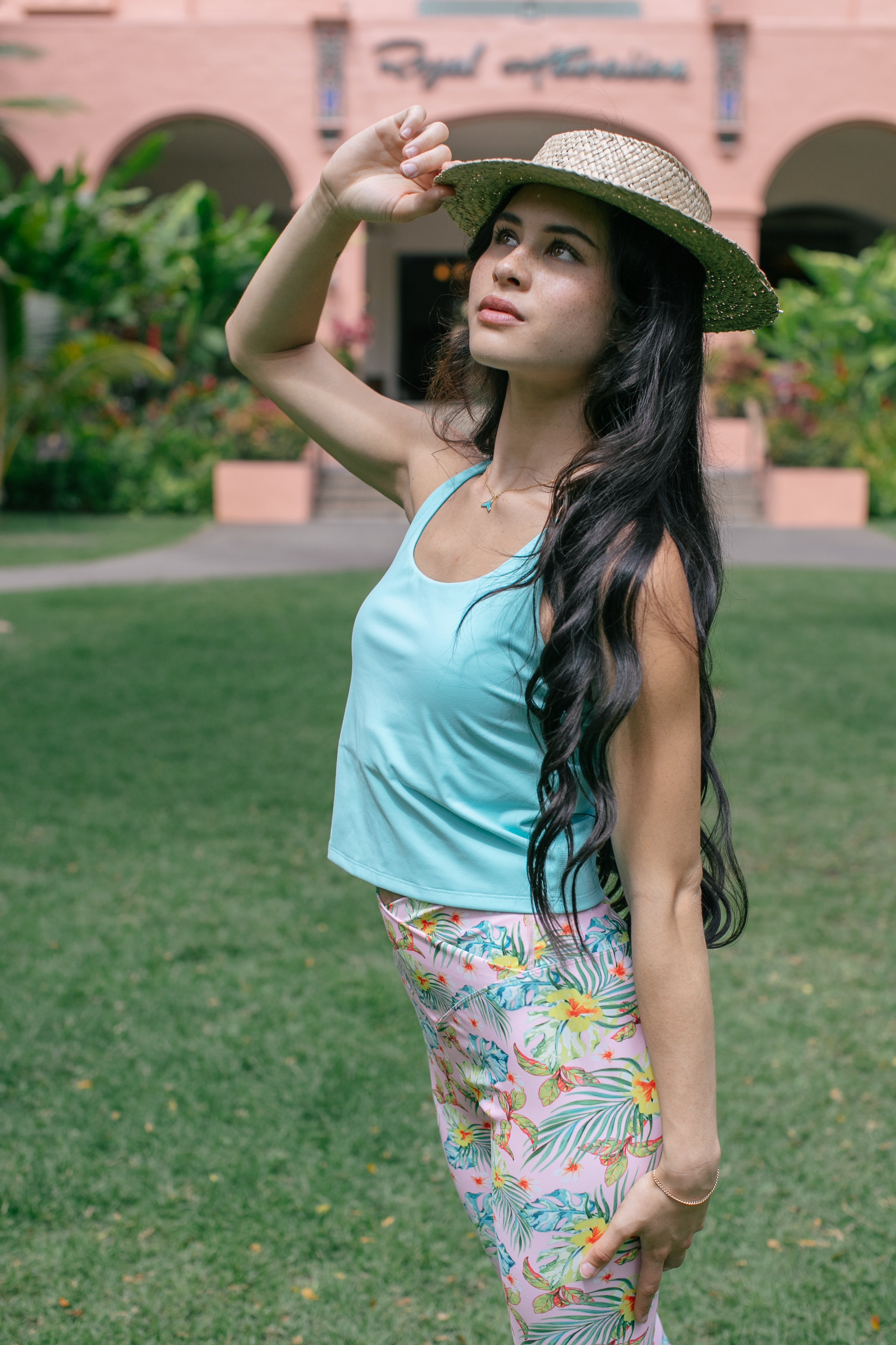 Pink x Yellow Hibiscus Leggings Kapalili Hawaii Clothing