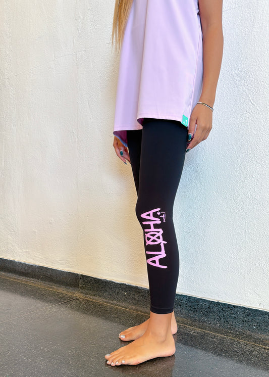 Black Leggings - Pink Aloha Limited