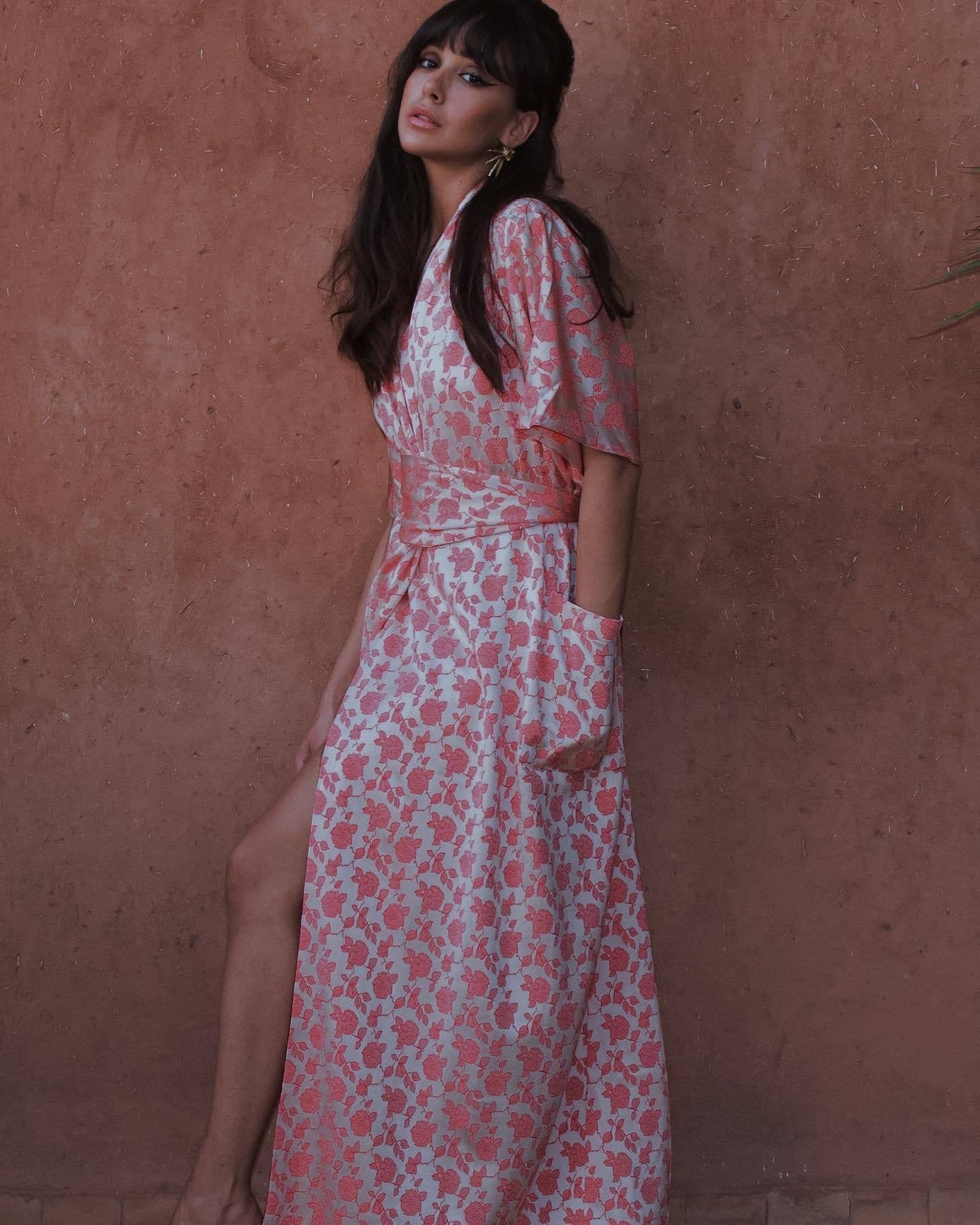 Floral Kimono Dress: Pink / One Size